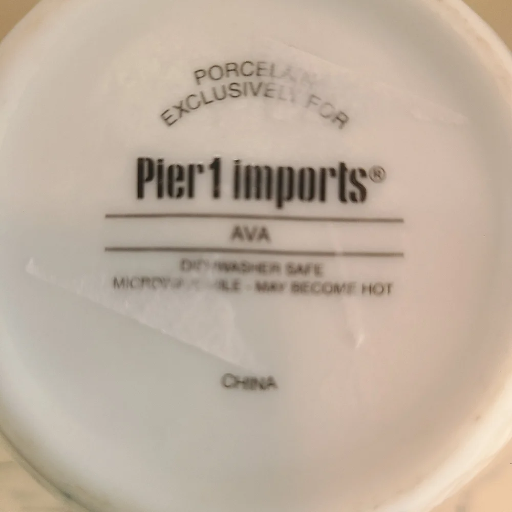 Pier 1 Imports Floral Embossed White Blue Monogram Letter P Coffee Tea Mug